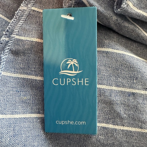 Dress - denim blue with white pinstripes - Picture 2 of 5